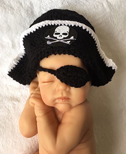 Newborn Baby Girl/Boy Crochet Knit Costume Photo Photography Prop Hats Outfits (Pirate Hat)
