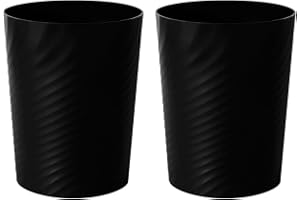 decorluxes Trash Cans, Plastic Small Trash Can, 1.8 Gallon Bedroom Trash Can, Office Trash Can, Waste Can for Bathroom (2, Black)