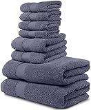 Maura 8 Piece Bath Towel Set. 2017 2 Bath Towels, 2 Hand Towels, 4 Washcloths. Premium Quality Turkish Towels. Super Soft, Plush and Highly Absorbent. (Towel Set - Set of 8, Denim Blue)