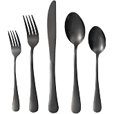 Xingjiake Black Silverware Set, 40 Piece for 8, Stainless Steel | Flatware Cutlery Set, Forks and Spoons, Kitchen Utensils Set, Dishwasher Safe