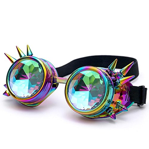 Hometom Kaleidoscope Colorful Glasses Rainbow Lens Prism Diffraction Sunglasses for Cosplay Party (Multicolor)