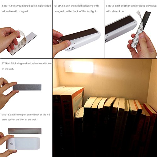 Motion Sensor Light LED Under Cupboard Night Light with Rechargeable Battery DIY Stick-on Anywhere Security Lights and Emergency Lights for Hallway Bedroom Drawer Wardrobe Cupboard Lights (2 Pack)