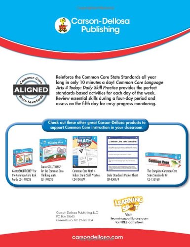 Common Core Language Arts 4 Today, Grade K: Daily Skill Practice (Common Core 4 Today)