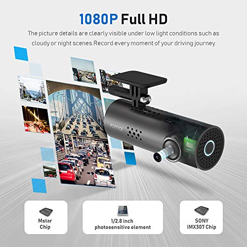 70mai Smart Dash Cam 1S Wi-Fi with 1080P Full HD 1/2.9 Inch Sony CMOS 130Â° Wide Angle Emergency Recording, APP Control Dashboard, Car Camera Recorder with Night Vision, G-Sensor