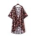 GBSELL Women's Hippie Boho Print Shawl Kimono Cardigan Cover up Blouse (M, Brown)