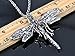 Alilang Silvery Tone Rhinestone Dragonfly Pendant Necklace Amethyst Colored Purple Pink Emerald Colored Green Clear White