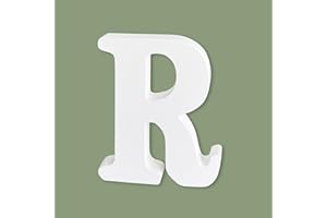HANWER Unfinished Wood Letters, 4 Inch Alphabet Letters for Wall Decor, White Wooden Letters for Crafts, Home and Party Projects (Letter R)