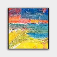 Framed Canvas Wall Art Abstract Color Painting Canvas Prints Home Artwork Decoration for Living Room,Bedroom - 16x16 inches
