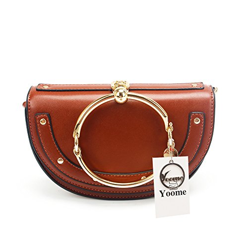 Cute Brown Crossbody Bags. Yoome Elegant Rivets Punk Style Circular