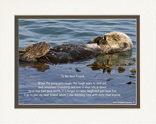 Best Friend Gift. Sea Otter Photo with "I Like Spending Time With My Best Friend" Poem, 8x10 Double Matted. Special Unique Gift for Best Friend for Christmas, Birthday.