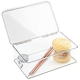 mDesign Art Supplies, Crafts, Crayons and Sewing Organizer with Lid - Clear