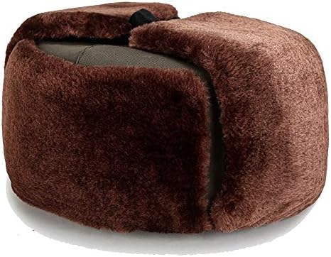 Cossack Hat for Men Russian Trapper Hat Ushanka Hat Faux Fur Lined Hats (Color : Khaki, Size : One size)
