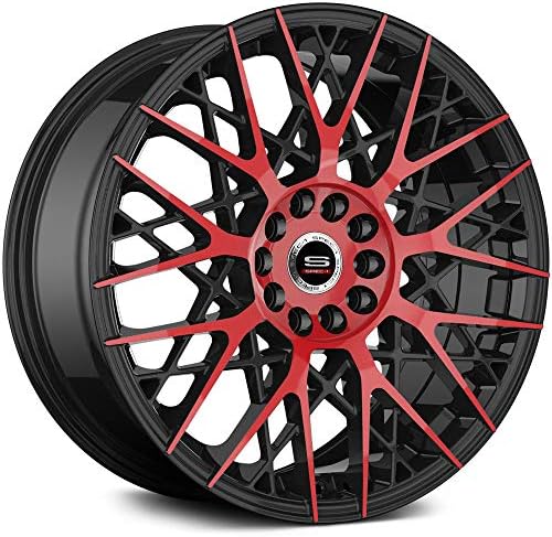 Spec-1 SP-53 Custom Wheel Gloss - Black with Red Milled Face Rims - 18" x 8", 38 Offset, 5x114.3, 5x120.65 Bolt Pattern, 73.1mm Hub