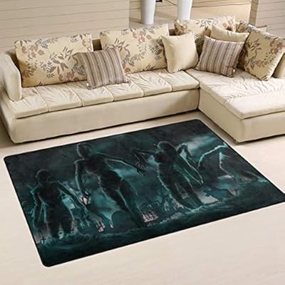 Minalo Modern Area Rugs Banner Zombies Silhouettes Night Group