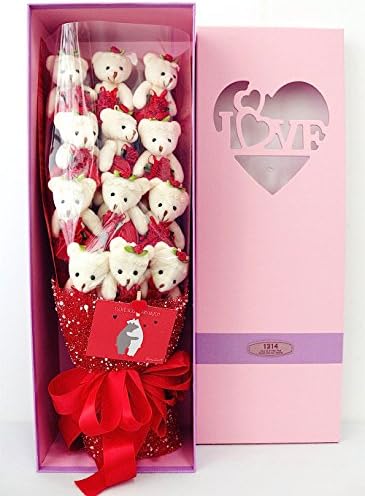 Valentine's Day Gift Luxe Cute Teddy Bear Bouquet BearyLove 12 Plush Bears Flower Gift