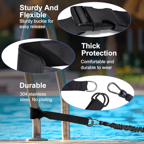 Swimming Belt for Swimming Pool - Professional Swimming Trainer with Adjustable Resistance 2.5-7.5m Swimming Rope Training Belt for Adults and Children, Pool Training Without