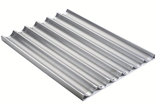 Focus Foodservice Commercial Bakeware 6 Count 26-Inch Perforated Baguette Pan