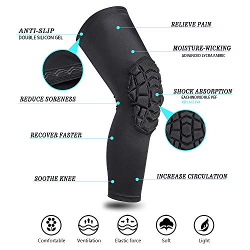 image for AKARUED Basketball Knee Pads, Crashproof Long Leg Sleeves, Padded EVA 