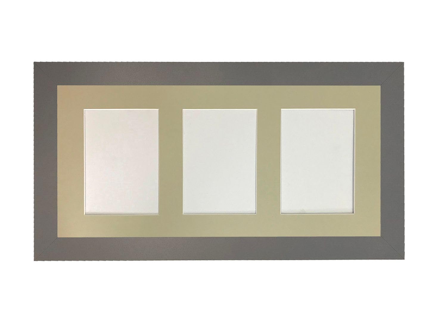 Metro Dark Grey Picture Photo Frame with Light Grey 7 x 5 Inch Three Aperture Long Mount