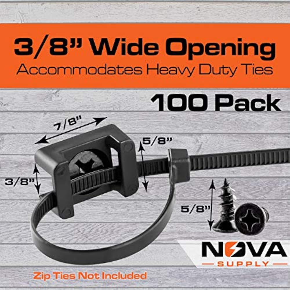 Cord Management ProGrade, Slim, 1x .6 Cable Tie Mounts With Screws 100