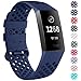 NANW Replacement Bands Compatible Fitbit Charge 3 Charge 3 SE, Silicone Wristband Air Holes Breathable Watch Band Compatible Fitbit Charge 3 Smartwatch for Women Men