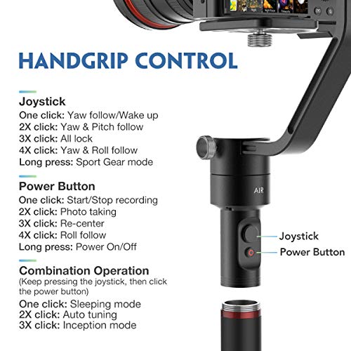 MOZA Air 3-Axis Gimbal Stabilizer for DSLR and Mirrorless Camera, with Moza Thumb Controller and Dual Handle, Auto-tuning Mimic Control, i.e. Sony A7, Panasonic GH5, Canon 5D - Thumbnail 4
