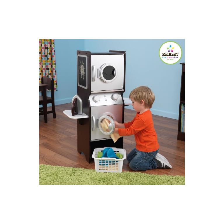 KidKraft Laundry Playset Children's Pretend Wooden Stacking Washer and
