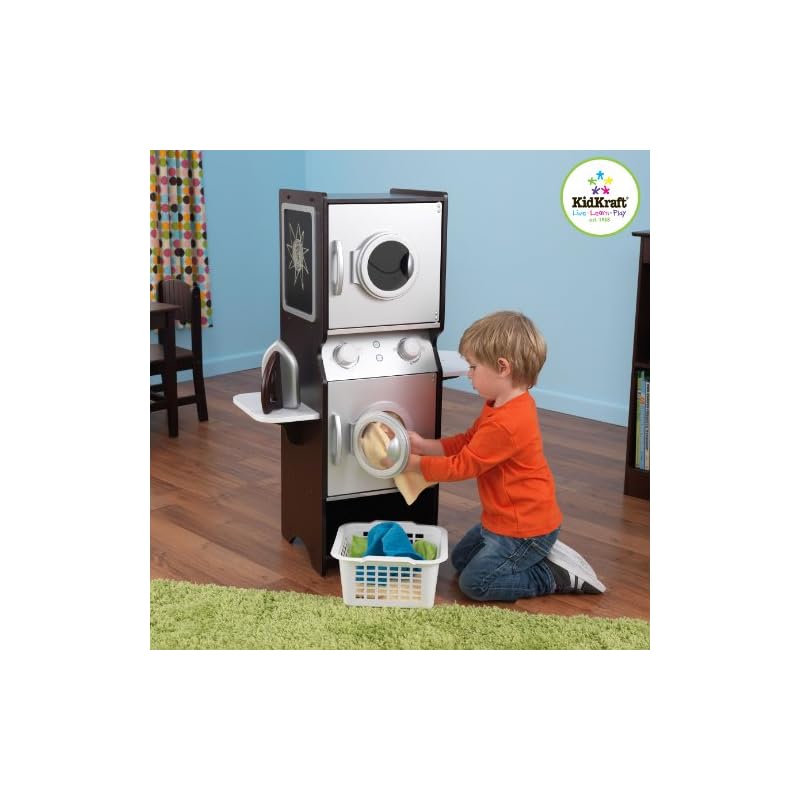 KidKraft Laundry Playset Children's Pretend Wooden Stacking Washer and