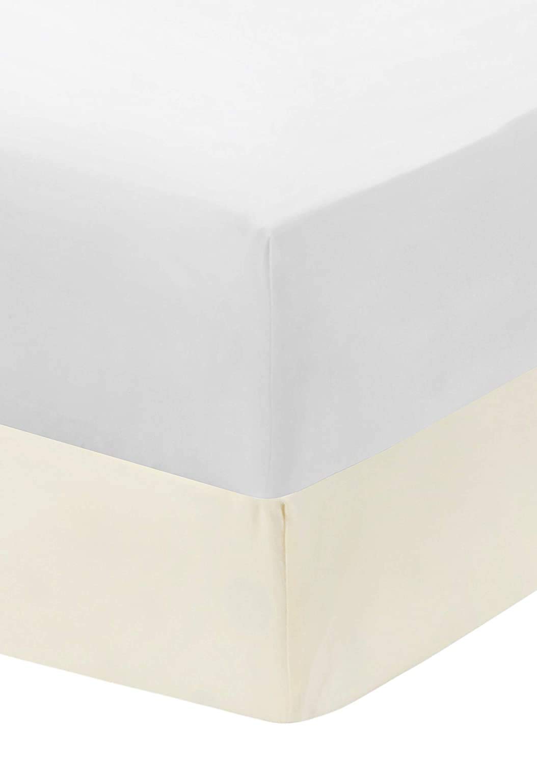DUDU N GIRLIE Super Soft Thick Premium Quality 100% Cotton Jersey Fitted Sheets.Pack of 2 (Crib (40x95cm), White & Cream)