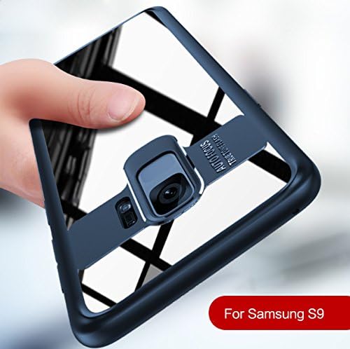 MOBISTYLE Slim Shockproof Sleek Transparent Back with Black Bumper Back Case Cover for Samsung s9 (Auto Focus Blue)
