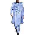 HD Traditional African Clothing for Men Nigerian Man's Agbada Embroidery Bazin Boubou Outfit