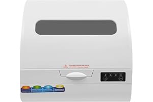 QIANMOON Portable Countertop Dishwasher, 4 Washing Programs Neutral Freestanding Dishwasher with 9L Built-in Water Tank, 1200W 360° Spraying Water Compact Dishwasher for Homes (1200W All White)