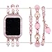Falandi Apple Watch Band 38mm, Glittering Diamond Metal Rose Gold Case with Handmade Elastic Stretch Bracelet Fashion Women Girls Rhinestone Replacement Strap for iWatch Series 3/2 / 1(M, Pink-38mm)