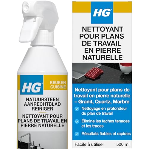 Nettoyant pour plans de travail en pierre naturelle HG, spray quotidien pour plans de travail de cuisine – 500 ml