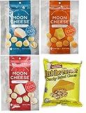 Moon Cheese and Just the Cheese Wisconsin White Cheddar Cheese Bundle. Low Carb Crunchy Cheese Snacks.
