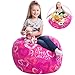 Stuffed Animal Storage Bean Bag Cover - Stuffed Toy Organizer and Storage Solution. Pink Color, Nice for Girls. 27 in, Little Princess