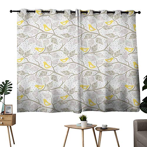 Zmacdk Novel Curtains Grey And Yellow Abstract Tree Branches With