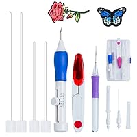 E-lishine Magic Embroidery Pen Punch Needles, Magic Embroidery Pen Set Punch Embroidery Needle for Embroidery Threaders DIY Sewing