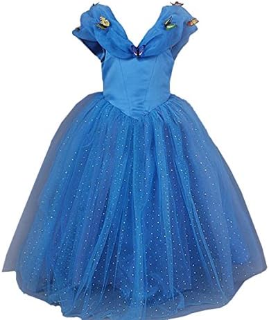 sophiashopping New Blue Cinderella Princess Dress Costumes for Kids Girls 3-7 Years for Halloween Party