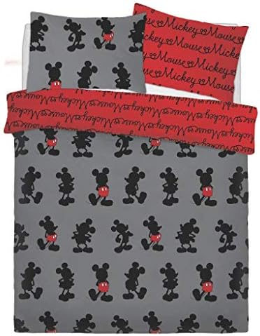 EHD Disney and Warner Bros Characters Duvet Cover Sets Luxurious Reversible Kids Adults Bedding Sets (Mickey Pops of Red, Double)