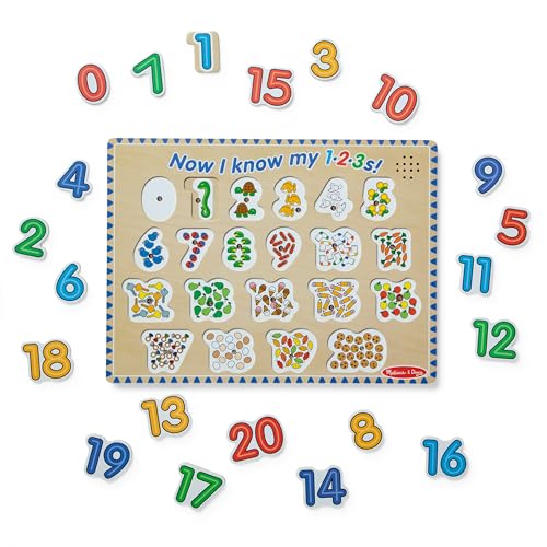 Melissa & Doug Numbers Sound Puzzle - Wooden Counting Puzzle with Light-Activated Sound Effects (21 Pcs)