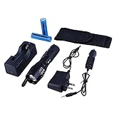 Hatori XML T6 LED Flashlight 5 Mode Zoomable Torch with Battery and Charger (Flashlight Kits)