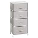 mDesign Tall Dresser Storage Tower Stand with 4 Removable Fabric Drawers - Steel Frame, Wood Top Organizer for Baby, Kid, and Teen Bedroom, Nursery, Playroom, or Dorm, Spira Collection, Taupe/Natural