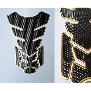 Tankpad tankbescherming motorfiets carbon look zwart goud universeel