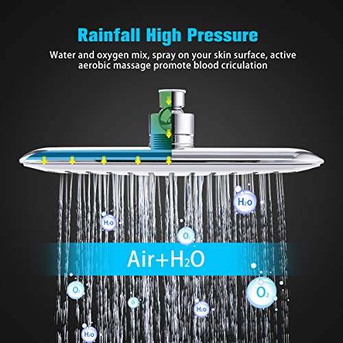Shower Head Combo, Baban Adjustable High Pressure Rainfall Showerhead & Elegant Handheld Shower Head Combo with Strong Suction Cup Holder, 3-Way Water Diverter, 1.5M Stainless Steel Hose, Teflon Tape