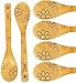 Bamboo Cooking Spoons - Unique Flower Pattern - Wooden Kitchen Gadgets | 6 Piece Set | Great For Stylish Serving Utensils | Great Gift For Kitchen Lovers & Foodies