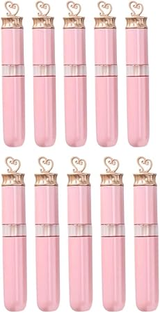 Amazon 10個のピンクの空のリップグロスチューブ リップブラシ付き7ml詰め替えリップバームボトル ハート型の漏れ防止リップグロス コンテナ Diy化粧品口紅サンプル用のプラスチックリップグレーズボトル リップグロス 通販