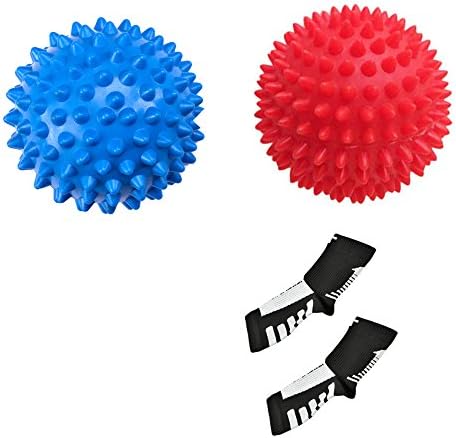 Massage Ball by Healthy Model Life +Compression sock, Equipment for Foot Spiky for Deep Tissue Foot Back release Plantar Fasciitis Pain Relief &amp; All Over Body Deep Tissue Muscle Therapy (Red blue)