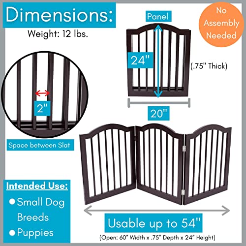 Best Pet Gate with Arched Top 3 Panel 24 Inch Step Over