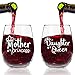 Mother of A Princess Daughter of A Queen Stemless Wine Glass Set of 2 (15 oz)- Wine Glasses for Mom From Daughter- Mother Daughter Matching Gifts Idea- Mom Gift for Birthday